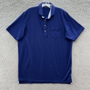 Greyson Polo Shirt Men Large Blue Cotton Blend Knit Lightweight Golf Casual